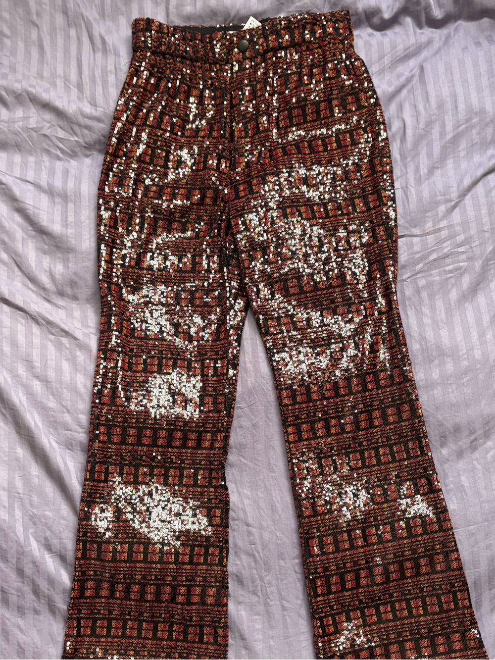 Zara DISCO Sequined Wide Leg Pants